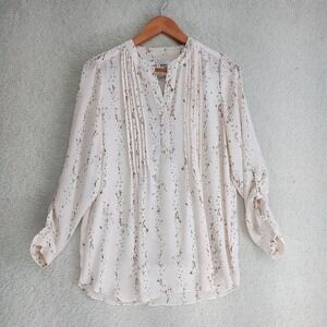 Alfred Sung Blouse Womens S Petite Pintuck Pleated Front Roll Tab Sleeve Pink